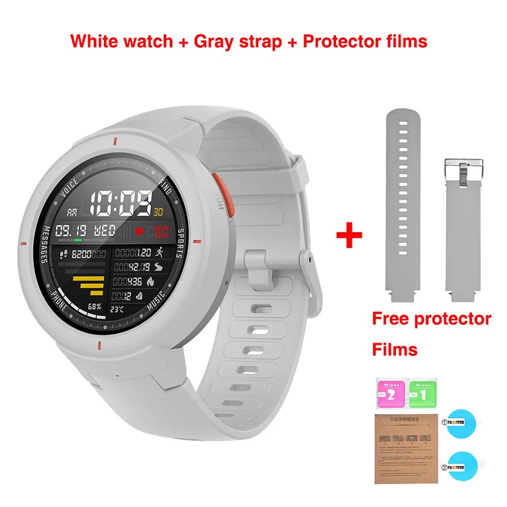 [Бесплатный ремешок] Huami AMAZFIT Verge 3 Alexa gps IP68 Смарт-часы Мульти-спортивные Smartwatchs здоровье фитнес-трекер для мужчин - Цвет: White n gray strap