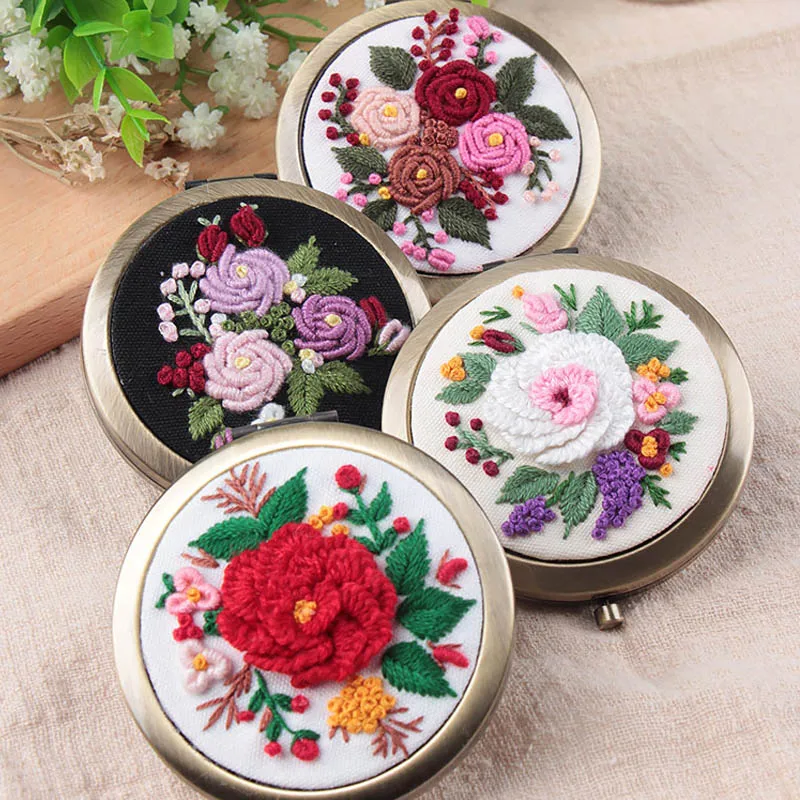 Цветочные зеркальные наборы для вышивки сделай сам складное зеркало макияжа
