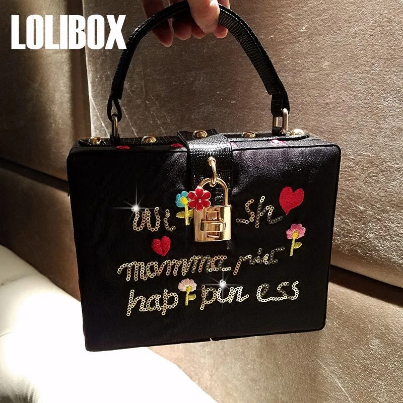 LOLIBOX женский клатч вечерние сумки маленькая коробка пайетки вышивка женские
