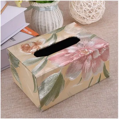 C Flower S Высококачественная кожаная коробка для салфеток, прямоугольная коробка для салфеток и полотенец, чехол для салфеток для дома - Цвет: C Flower S