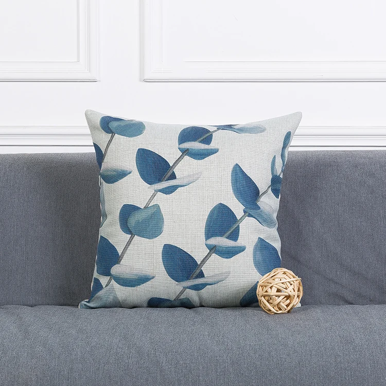 Wholesales Pillow Cover Vintage Blue Leaves Plant Floral Cushion Home Decorative Case 45x45cm/30x50cm | Дом и сад