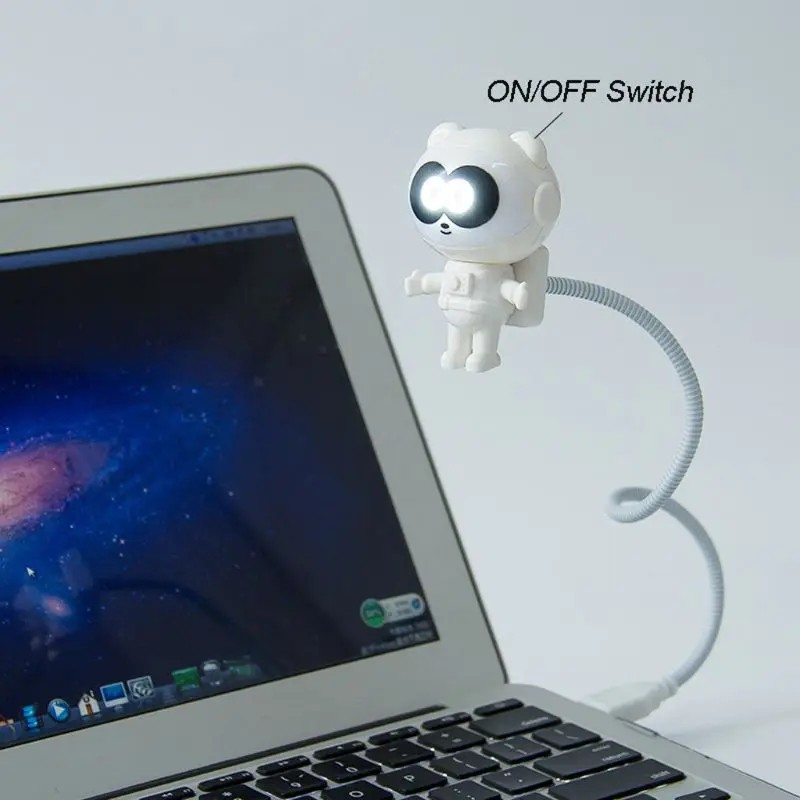 Милый светодиодный мини-ночник с пандой с питанием от USB и выключателем, гибкая лампа для ламп накаливания для ноутбука, ПК, зарядное устройство