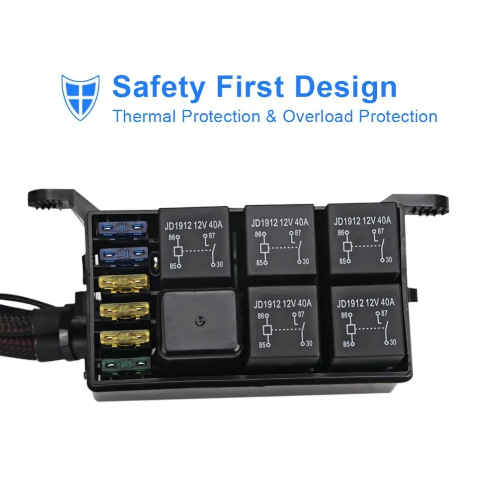6 Gang Switch Panel Electronic Relay System Circuit Control Box Waterproof Fuse Wiring Harness Assemblies For Car Auto | Автомобили и