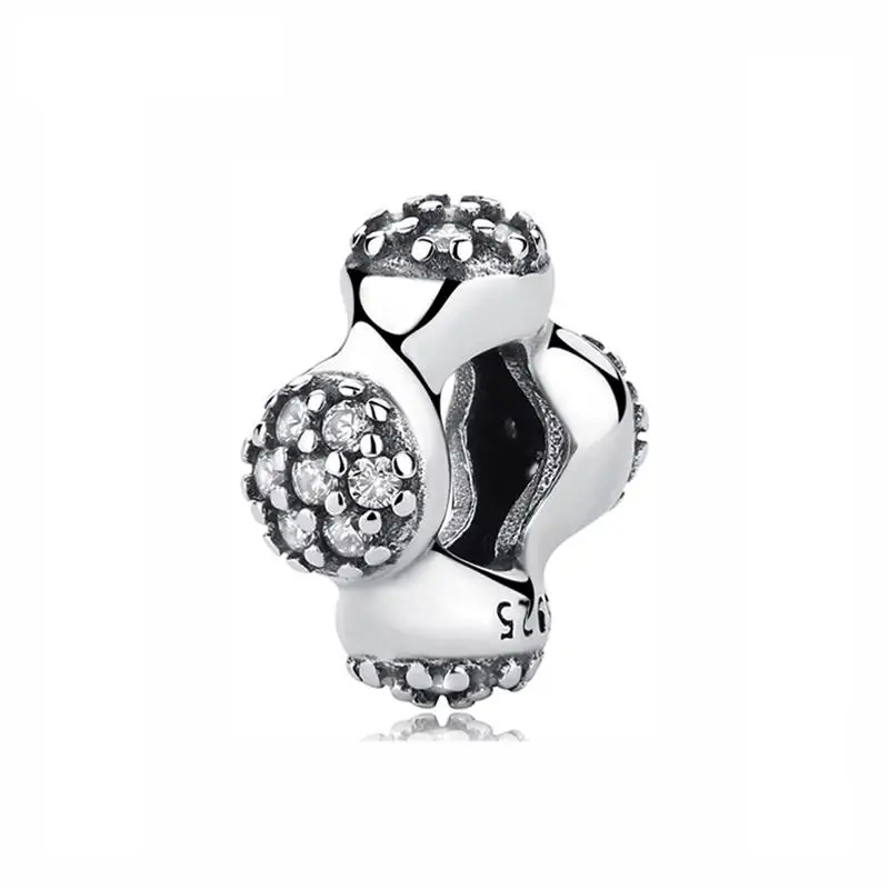 Modern Love Silver 925 пробы, серебряный шарм, бусина, сердце любовь, цветок, бесконечные спейсеры, амулеты, подходят для браслетов Pandora, для женщин, сделай сам, ювелирное изделие - Цвет: Modern Love Silver
