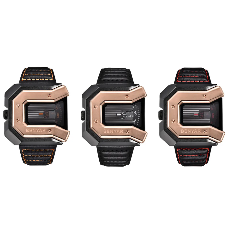 BENYAR Брендовые Часы Reloj Hombre для мужчин модные водостойкие кожаные кварцевые часы спортивные Relogio Masculino erkek коль saati