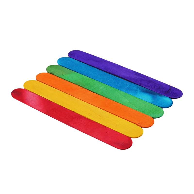 large multicolor 50 шт./упак. деревянные Ремесла Искусство Для Детский Набор для творчества ручная работа дом Мороженое палка красочный деревянный подарок для детей 993891 - Цвет: large multicolor