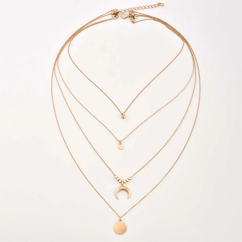 2018 Crescent Moon Bell Round Pendant Women Choker long Necklace chocker Jewelry Bijoux Femme Joyas mujer Collier ras du cou | Украшения и