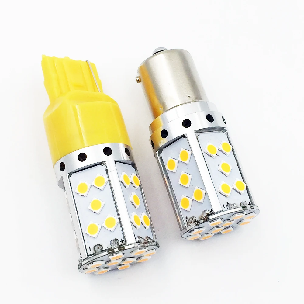 YSY 1X 1156 BAU15S 7440 LED Canbus Error free BA15S P21W S25 3030 35SMD Auto Brake Reverse Lamp DRL Rear Parking Bulbs Yellow | Автомобили