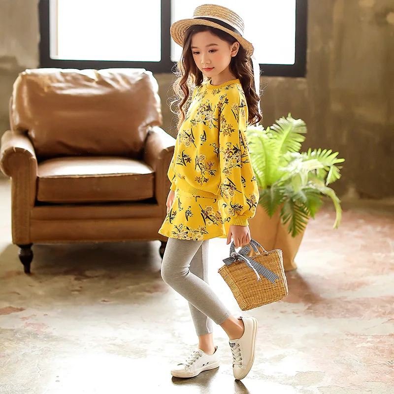 Спортивный комплект для девочек-подростков из 2 предметов пуловер свитшот с