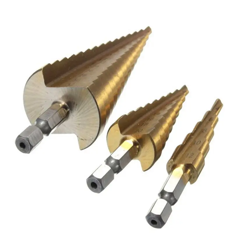 3 комплекта наборов/сверло lstep дрель для дерева титановая 12 / 4 12/4 20 лестничная с