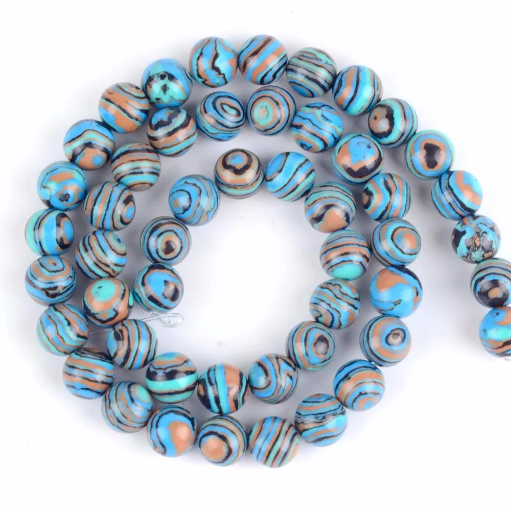 4 6 8 10 12mm Round Peacock Blue Striped Agates Stone Spacer Beads For Diy Jewelry Bracelet Making Jewellery Accessories | Украшения и