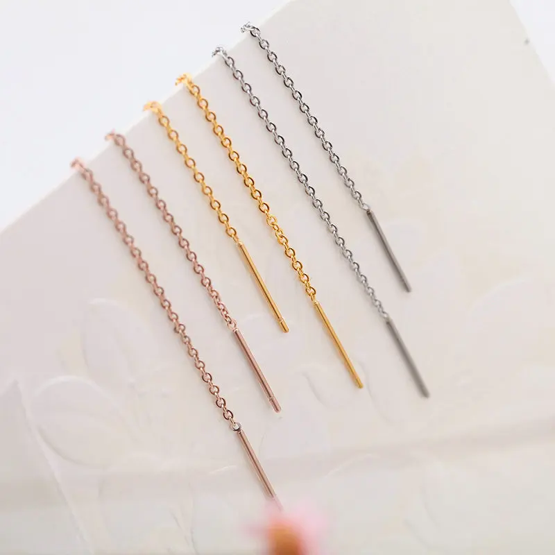 

YUN RUO Anti-allergy Rose Gold Silver Color Simple Earring Line 316 L Stainless Steel Jewelry Fashion Woman Stud Earring Gift