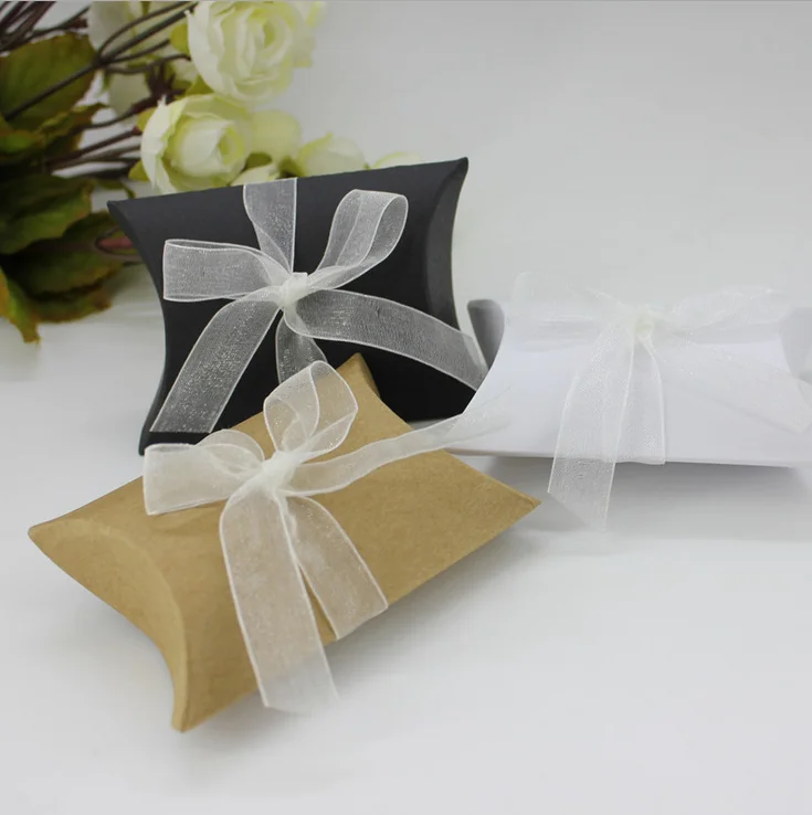 50 европейских подушек черная/белая/коричневая крафт бумага свадебные сувениры