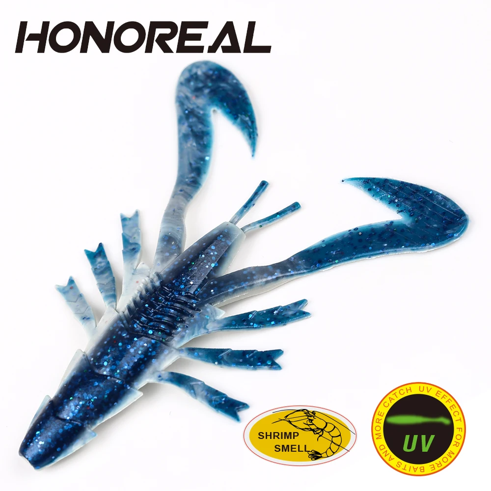 HONOREAL 3 шт. 6 5 см блестящие УФ креветки сильный запах мягкие раки рыболовные