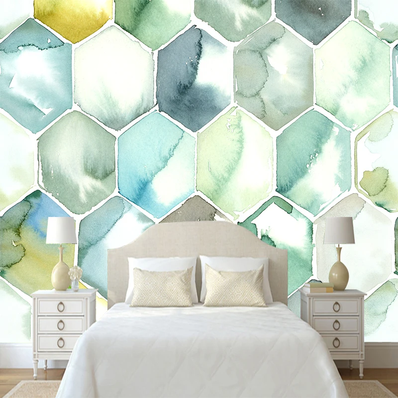 Custom any size 3D wall mural wallpapers Modern fashion Color geometric pattern Honeycombshape 3DPerspective Wall Sticker YBZ110 |