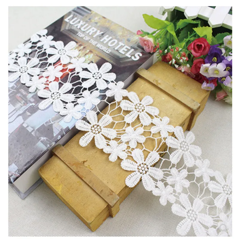 

1Yard/lot Milk Silk Embroidered Flower Lace Trim Fabric High Quality Lace Fabric Handmade DIY Wedding Clothing Accessories