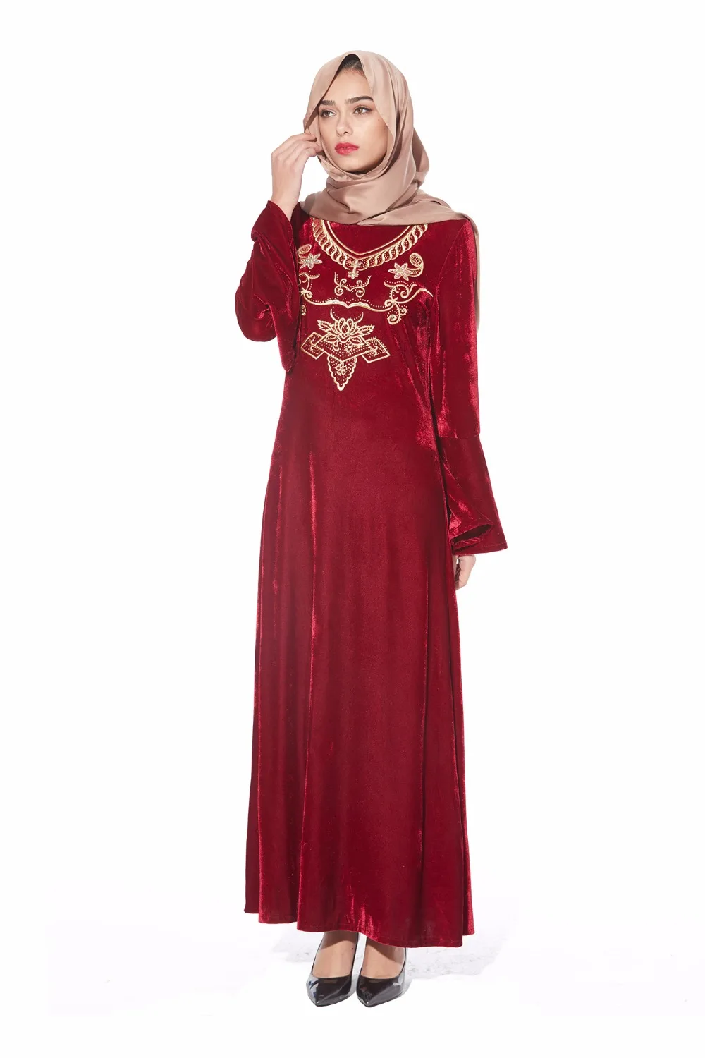 Платье макси бархатное с вышивкой длинное|abaya embroidery|dubai clothingabaya clothing |