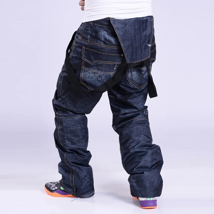 Новинка 2017 Мужские Женские двухбортные лыжные джинсовые утепленные