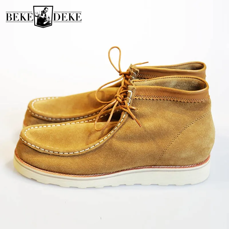 Мужские замшевые мотоциклетные ботинки ручной работы в американском стиле