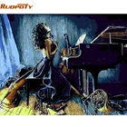 Настенная живопись по номерам RUOPOTY с рамкой пианино девушка сделай сам, современная картина на стену, уникальный подарок для дома, картина для каллиграфии