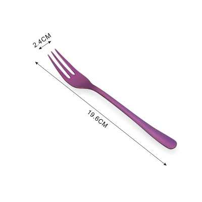 Purple 304, нержавеющая сталь, корейский стиль, яркие, для салата, десерта, вилка с длинной ручкой, золото, синий цвет, вилка для отеля, вечерние - Цвет: Purple
