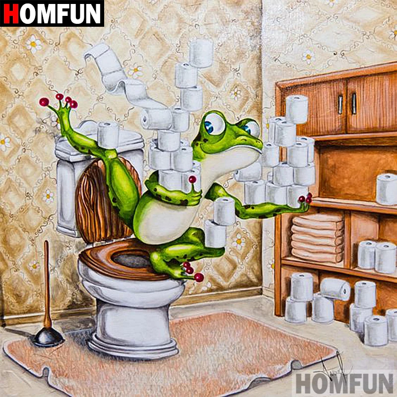 Алмазная 5D картина HOMFUN сделай сам полноразмерная/круглая вышивка Туалет лягушка