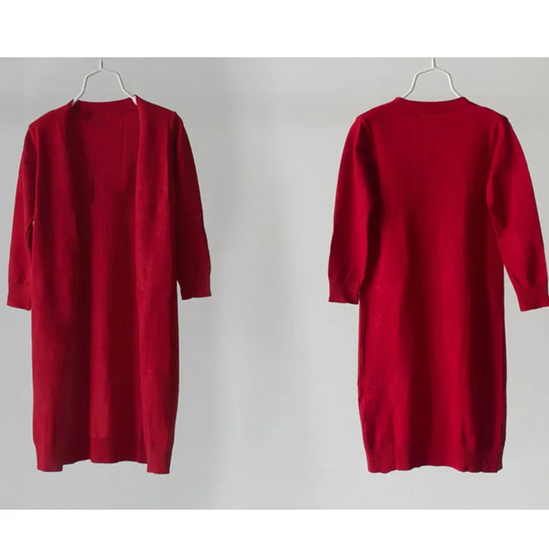Новинка года; вязаный кардиган для девочек длинный вязаный свитер для маленьких девочек; сезон весна-осень длинные пальто; цвет красный, серый, черный вязаный свитер