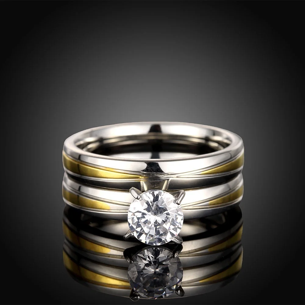Кольца для пар, женские, 1ct, круглая огранка, кубический цирконий, свадебные кольца, наборы, мужские кольца из нержавеющей стали, кольцо с полосками, обручальные кольца, YOLO украшения