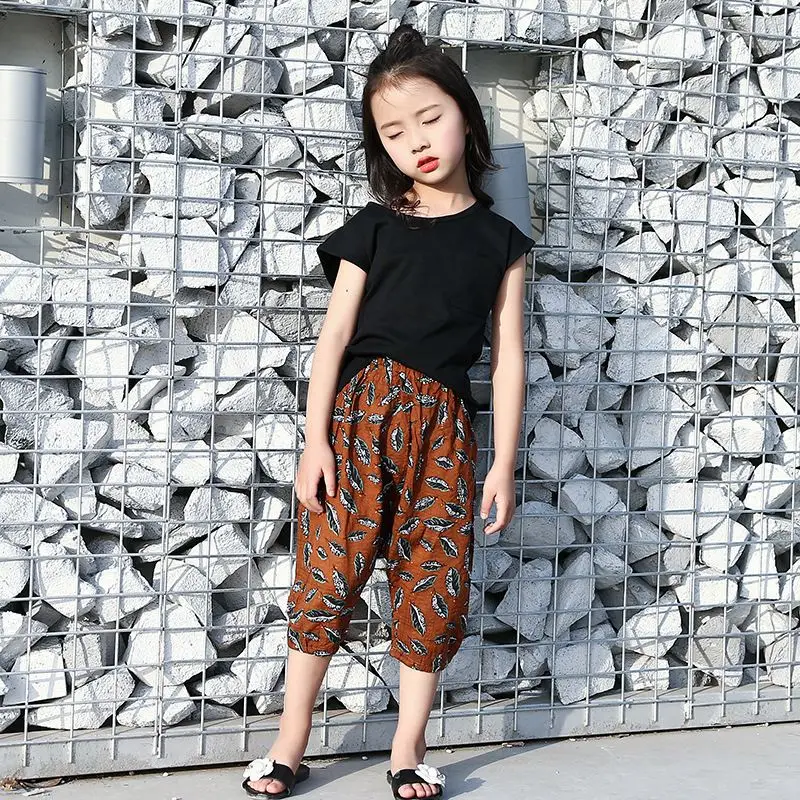 2 шт./компл. комплект летней одежды для девочек Модная хлопковая рубашка с