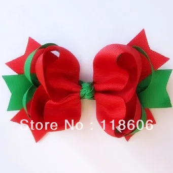 

100pcs/lot Red and Green Hair Bow Free Shipping