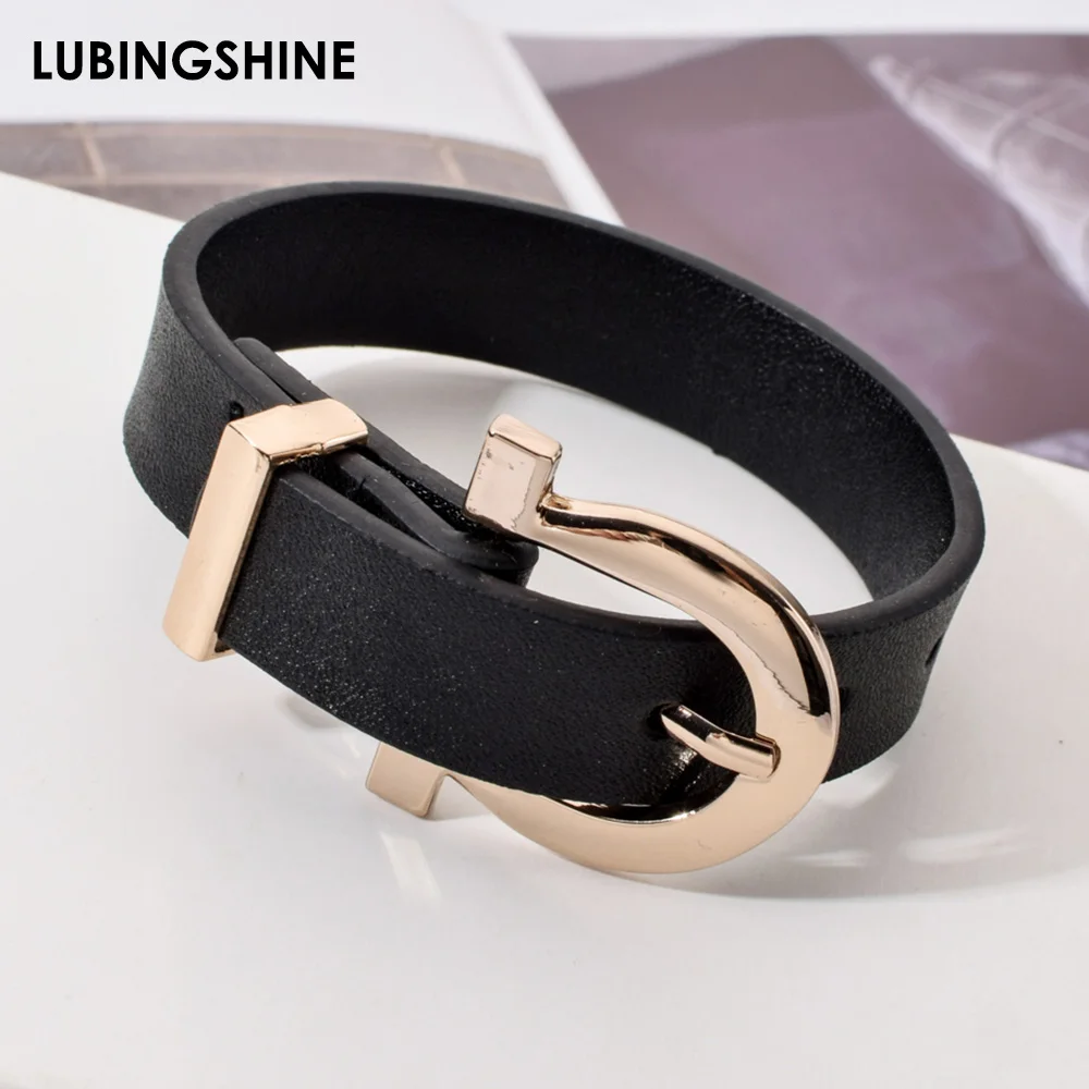 Модный черный кожаный браслет и широкий для часов женщин мужчин пара наручных