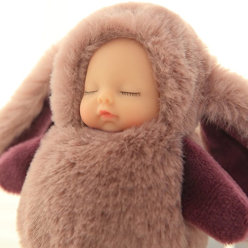 

16cm Cute Plush Rabbit Sleep Doll Keychain Animal Silicone Pendant Stuffed Dolls Bag Pendant Ornament Girl Soft Plush Toy Gift