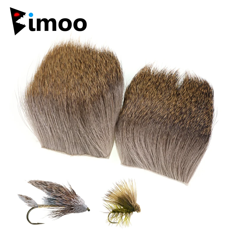 

Bimoo 1PC 5CM*5CM Deer Hair Patches for Minnow Fly Tying Material Dry Elk Hair Caddis Fishing Flies Wing Making Natural Color