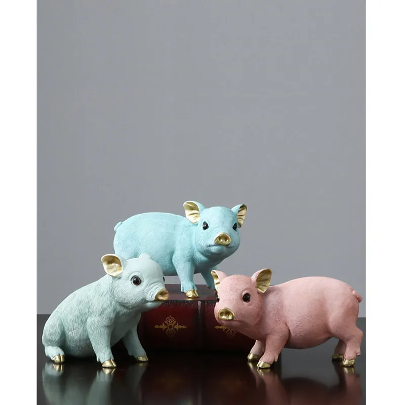 

Modern Style Resin Crafts Small Pig Office Desk Home Living Room Jewelry Window Display Gift M1905