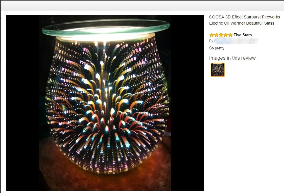 COOSA стекло 3D эффект Starburst фейерверк Электрический воск масляный светильник теплые компрессионное коаксиальное для декоративного офиса