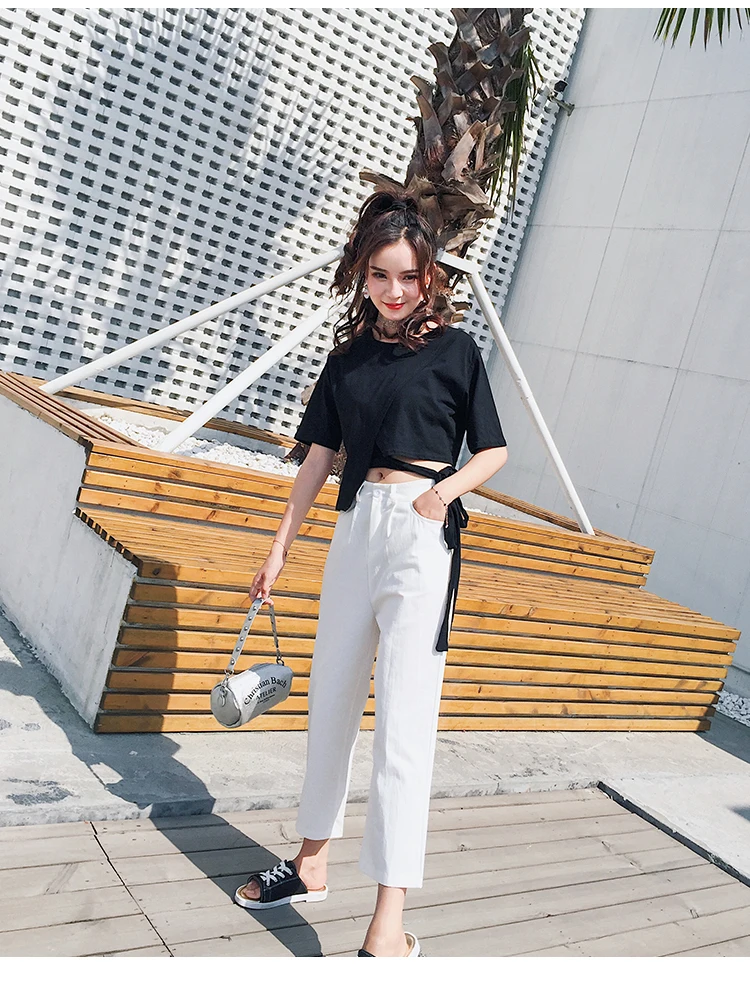 2018 женские штаны из двух частей топ с галстуком комплекты модный летний