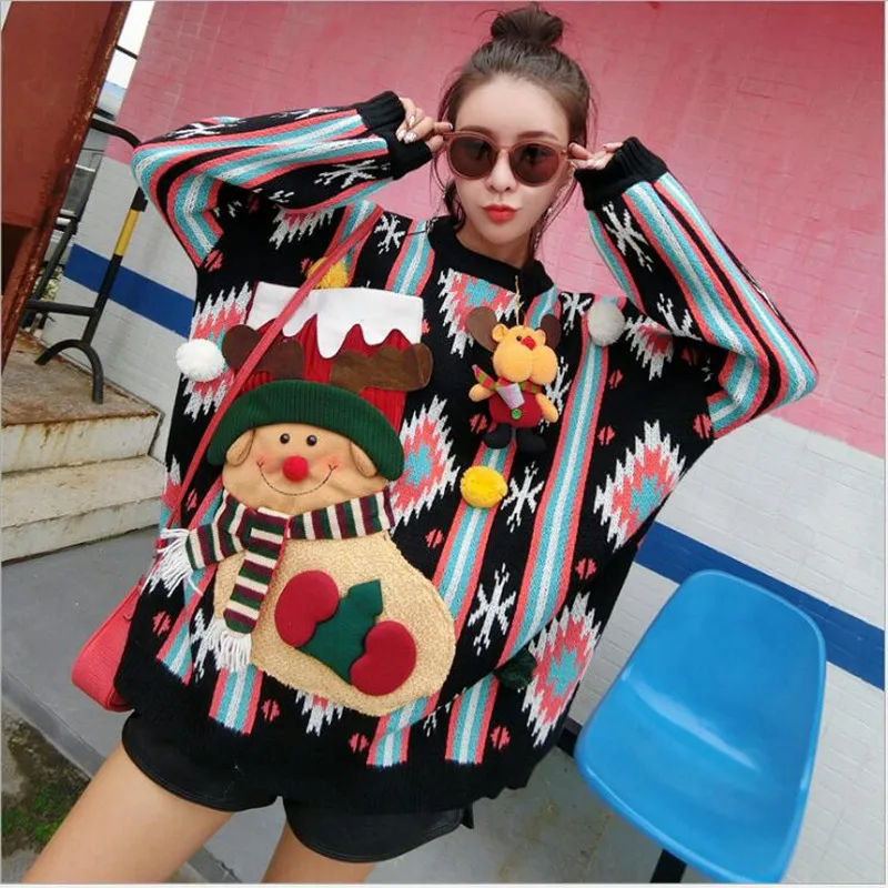 Уродливые Рождественские Свитера женский зимний свитер большого размера 2021 с