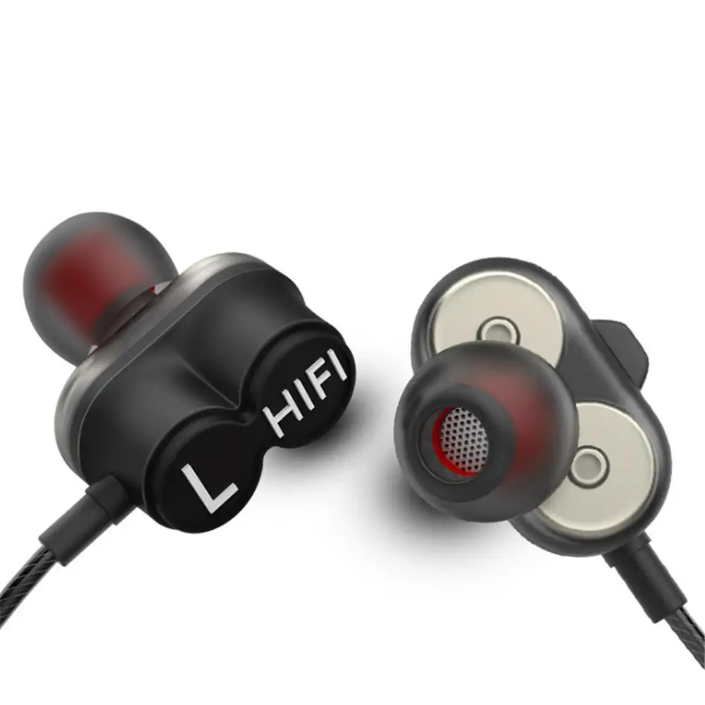 Двойной Динамический драйвер в ухо Тип наушники 5D эффектов объемного звучания