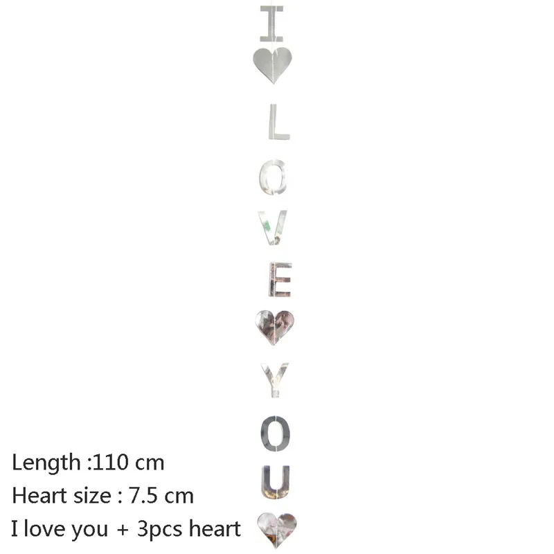 Silver Love 1 комплект Золотая бумага звезда круглые гирлянды с баннерами 2 м день рождения цепочка баннер украшения занавеска Свадебная вечеринка Декор комнаты поставки - Цвет: Silver Love