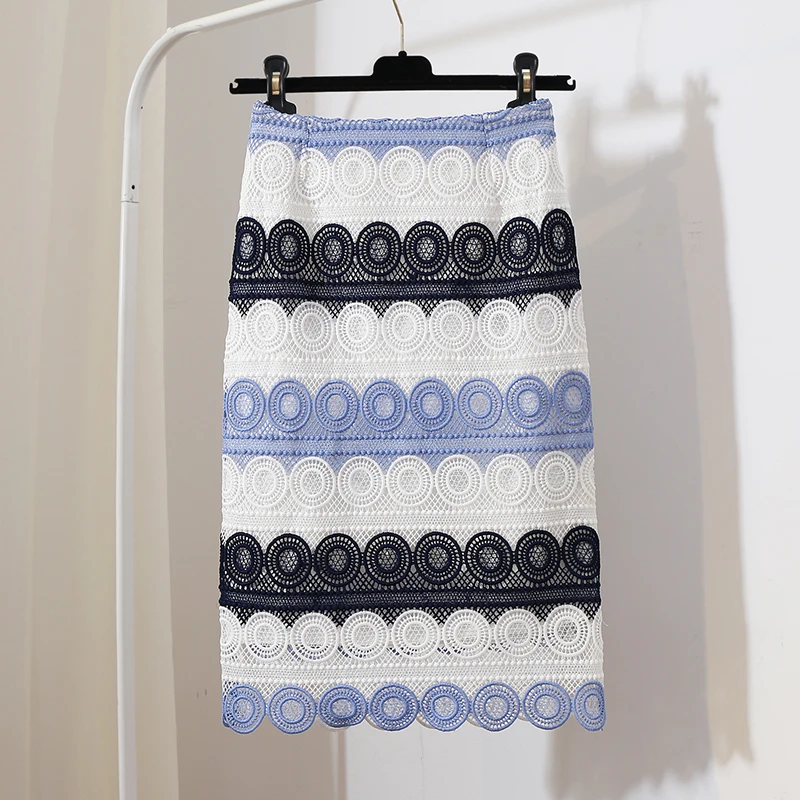 Высокая талия крюк цветок ажурная кружевная юбка 2019 летние юбки wom
