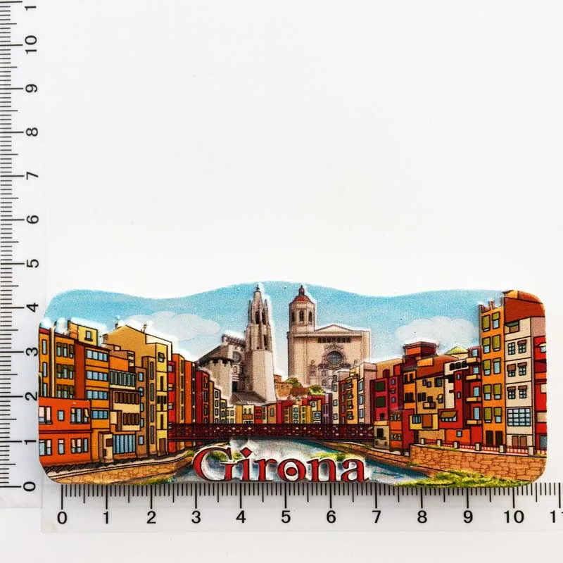 Наклейка на холодильник в виде старинного города гироны Испании ландшафтные