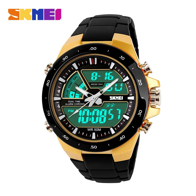 SKMEI кварцевые часы мужские спортивные Relojes мужские часы 5ATM модные цифровые часы Военные многофункциональные наручные часы Montre Homme