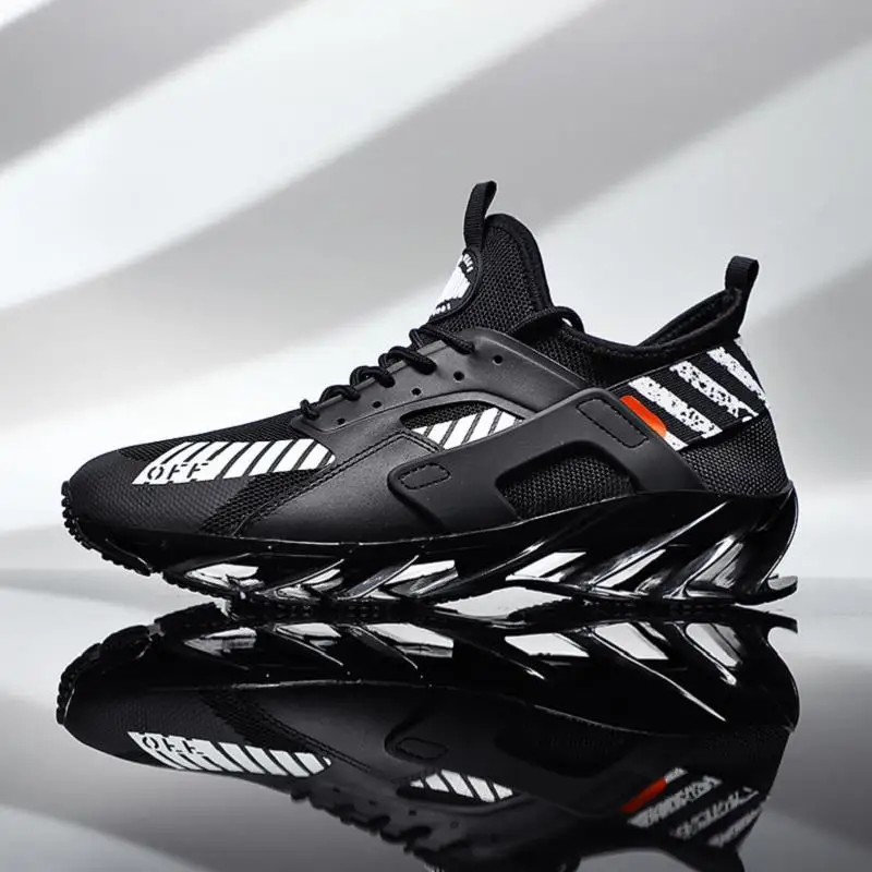 Rommedal man's running shoes Blade bottom shock absorption men sneakers breathable lightweight fashion sport trainers footwear - Цвет: Черный