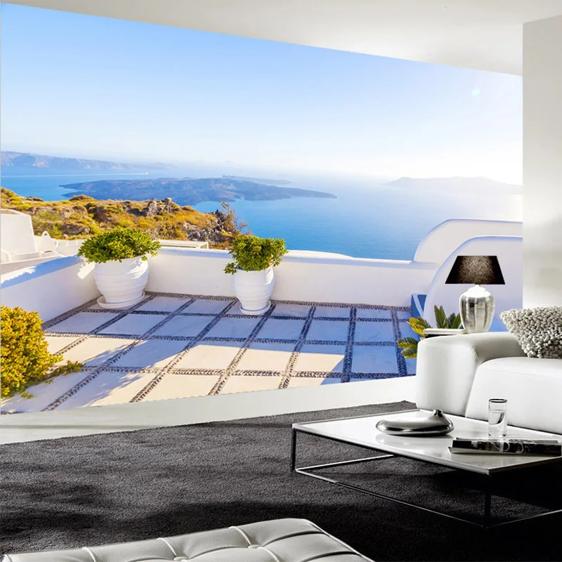 Фотообои на заказ 3D пейзаж в средиземноморском море фотообои для гостиной