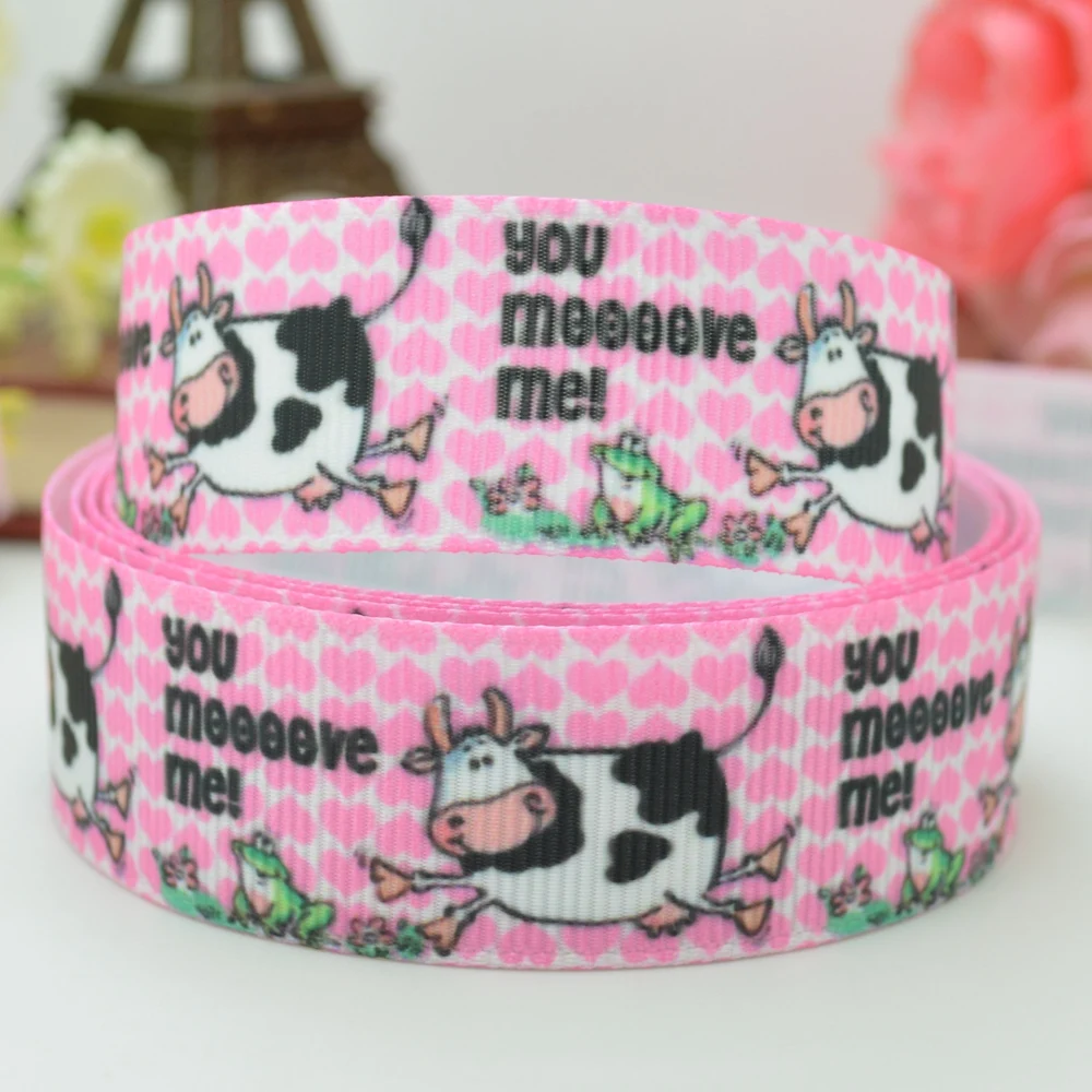 DUWES 7/8 &quot22 мм 2 5 10 50 ярдов котенок МОО пиццы печати grosgrain ленты волос лук DIY ручной