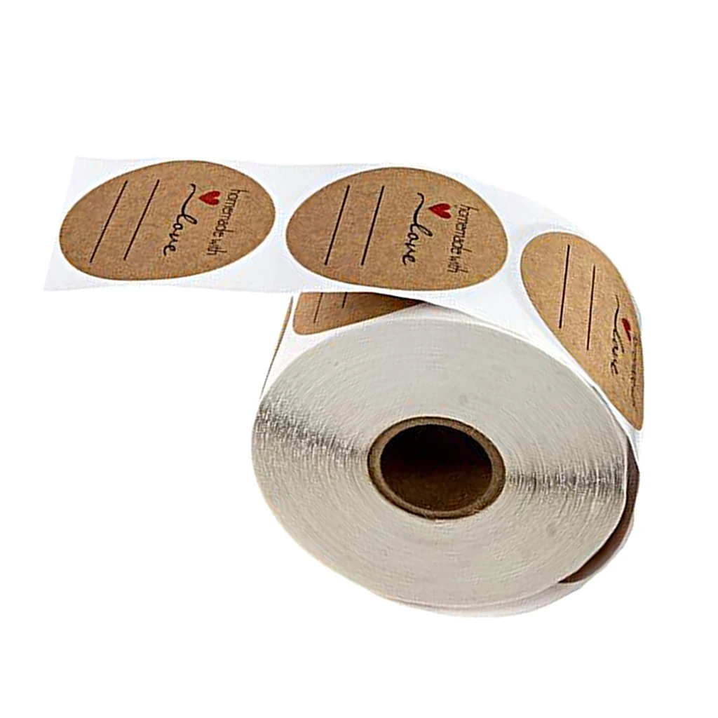500Pcs Kraft Paper Homemade with love Stickers Labels Roll Self Adhesive | Дом и сад