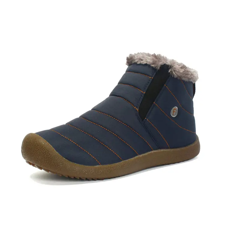 Blue Ankle Boots Merkmak/Водонепроницаемые зимние ботинки унисекс; Мужская зимняя обувь; модные повседневные ботинки; теплые ботинки на меху с противоскользящей подошвой; размер 48 - Цвет: Blue Ankle Boots