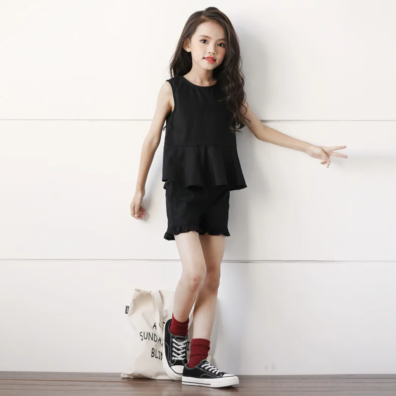 Официальная летняя одежда для девочек комплект из 2 предметов: жилет + короткие