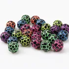 Смешанные Черные неоновые полосатые цветные акриловые Круглые бусины-разделители свободные бусины  10 мм 50 шт. KL54