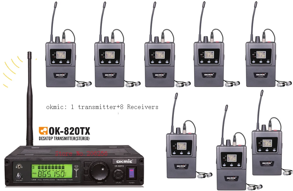 OKMIC 820TX 5200R приемники 8 человек беспроводные наушники вкладыши монитор системы для